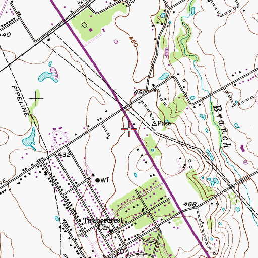 Topographic Map of Pleasant Grove Baptist Church, TX