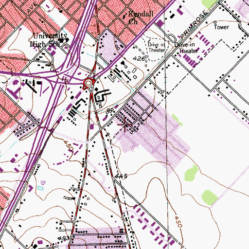 Topographic Map of Primitive Baptist Church, TX