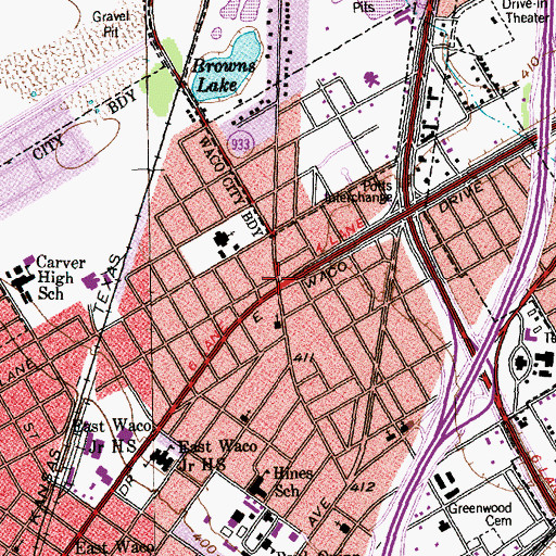 Topographic Map of Rising Star Baptist Church, TX