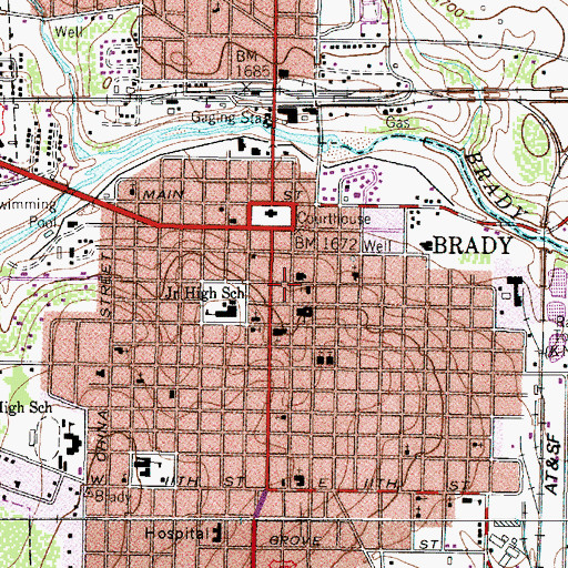 Topographic Map of First United Methodist Church of Brady, TX