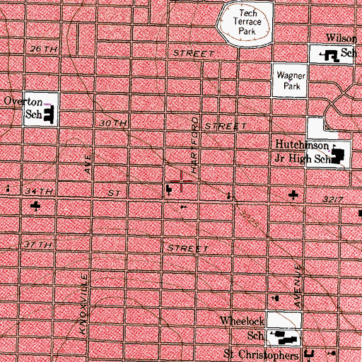Topographic Map of Westminster Presbyterian Church, TX
