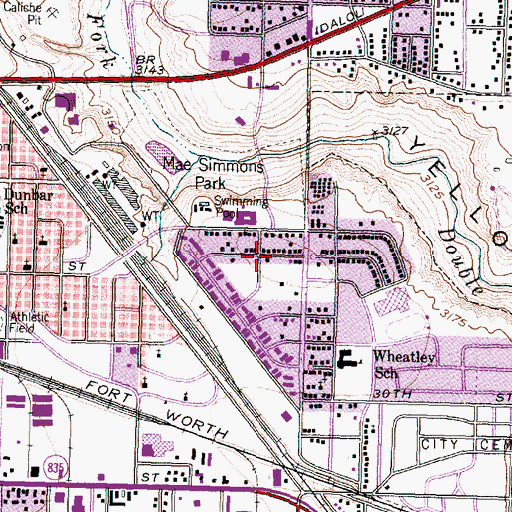 Topographic Map of Manhattan Heights Seventh Day Adventist Church, TX
