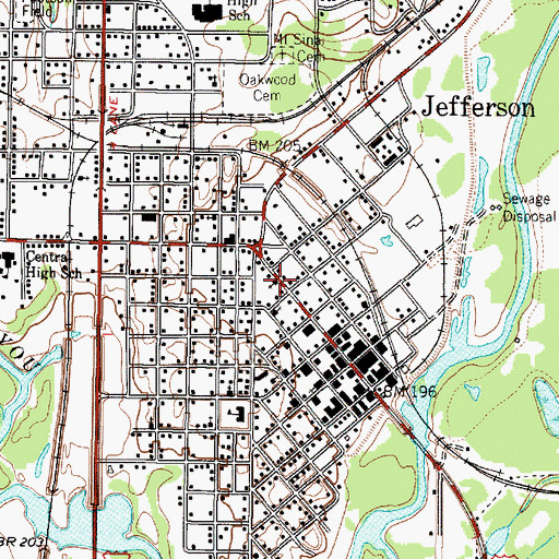 Topographic Map of First Baptist Church, TX