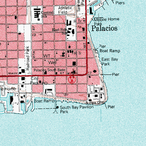 Topographic Map of First Baptist Church, TX