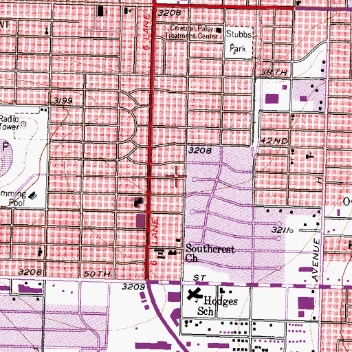Topographic Map of Primitive Baptist Church, TX