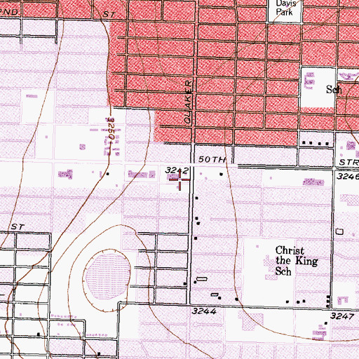 Topographic Map of Quaker Avenue Missionary Baptist Church, TX