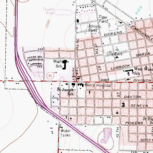 Topographic Map of Saint Josephs Catholic Church, TX