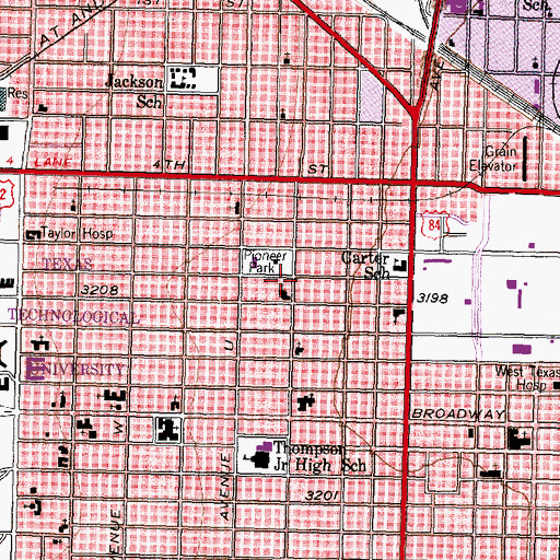 Topographic Map of Broadway Church of Christ, TX