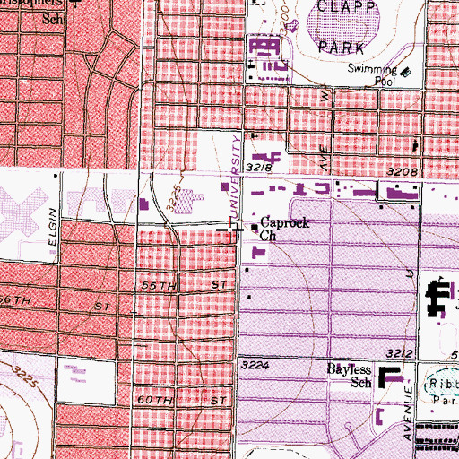 Topographic Map of Caprock Church of Christ, TX