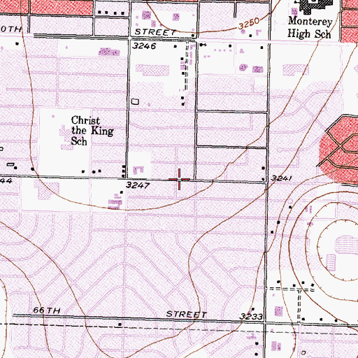 Topographic Map of Monterey Church of Christ, TX