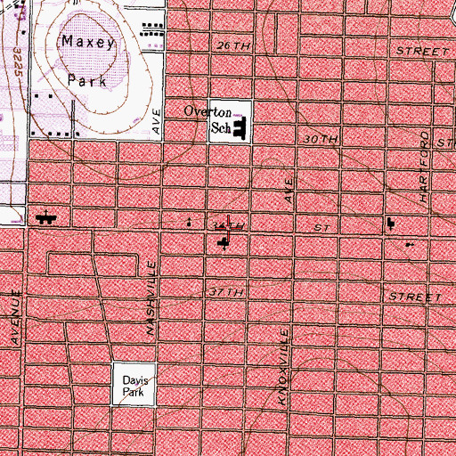 Topographic Map of Sunset Church of Christ, TX