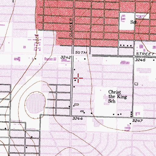 Topographic Map of Quaker Avenue Church of God, TX