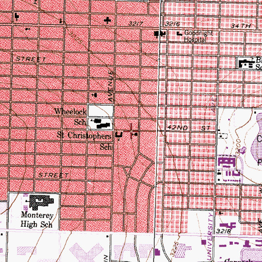 Topographic Map of Saint Christophers Episcopal Church, TX