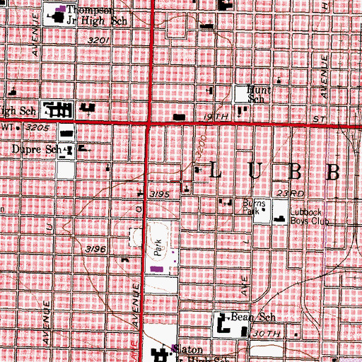 Topographic Map of Mount Calvary Baptist Church, TX