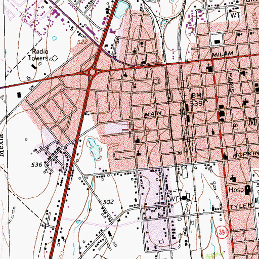 Topographic Map of Union Baptist Church, TX