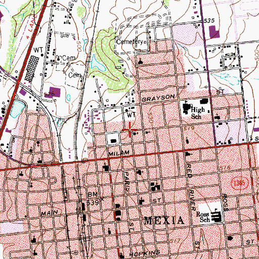 Topographic Map of Saint Marys Catholic Church, TX