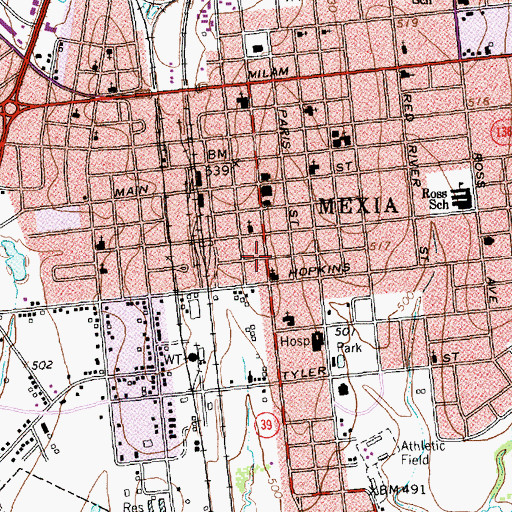 Topographic Map of Church of Christ, TX