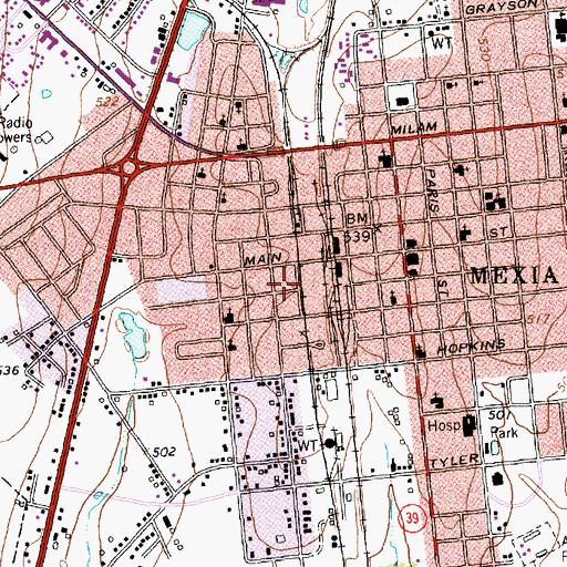 Topographic Map of Westside Church of Christ, TX