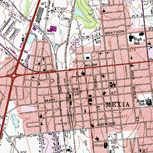 Topographic Map of First Presbyterian Church, TX