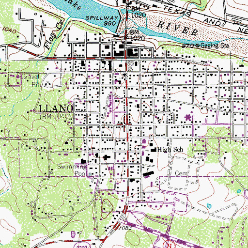 Topographic Map of First Presbyterian Church, TX