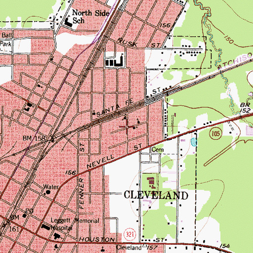 Topographic Map of Temple Greater McGowan Church of God and Christ, TX