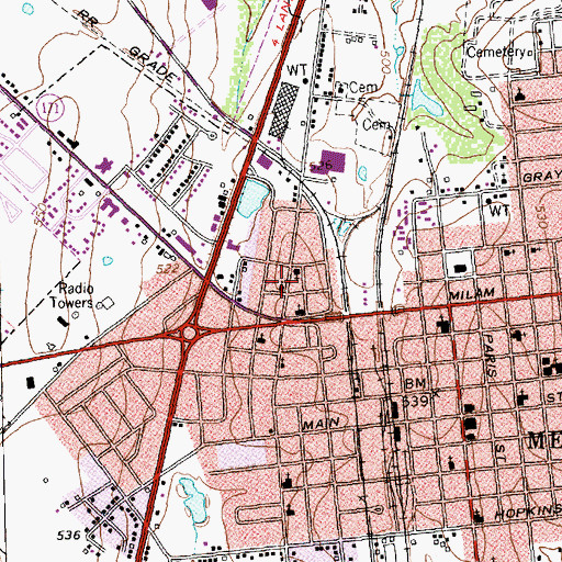 Topographic Map of Antioch Baptist Church, TX