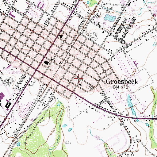 Topographic Map of Bethel Baptist Church, TX