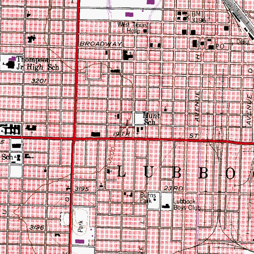 Topographic Map of Central Baptist Church, TX