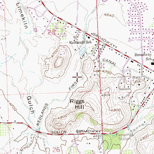 Topographic Map of Redlands First Lift Canal, CO