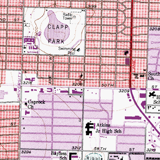 Topographic Map of Colonial Baptist Church, TX