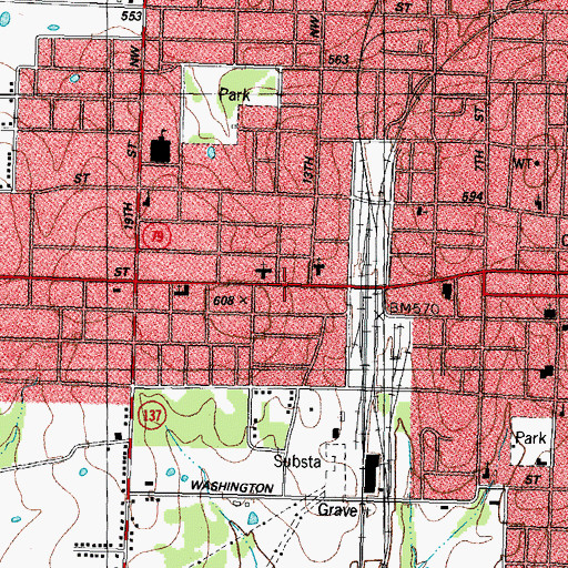 Topographic Map of Paris Church of God, TX