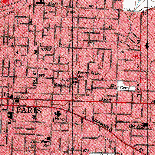 Topographic Map of Peace Lutheran Church, TX