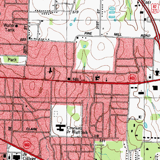 Topographic Map of Calvary United Methodist Church, TX