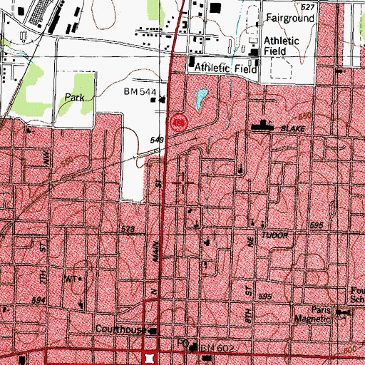 Topographic Map of Mount Zion Methodist Church, TX