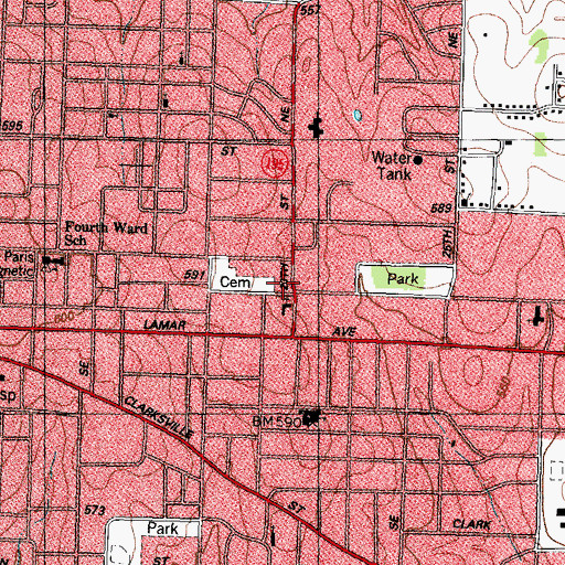 Topographic Map of Peniel Methodist Church, TX