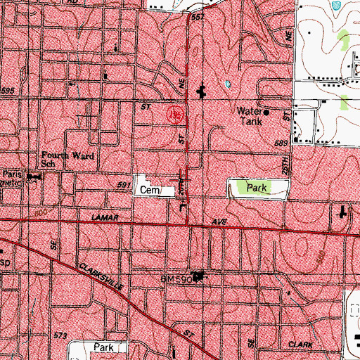 Topographic Map of Faith Presbyterian Church, TX