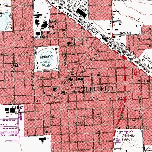 Topographic Map of First Baptist Church, TX