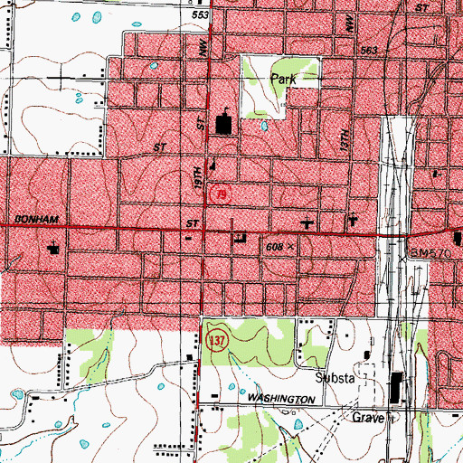 Topographic Map of Immanuel Baptist Church, TX