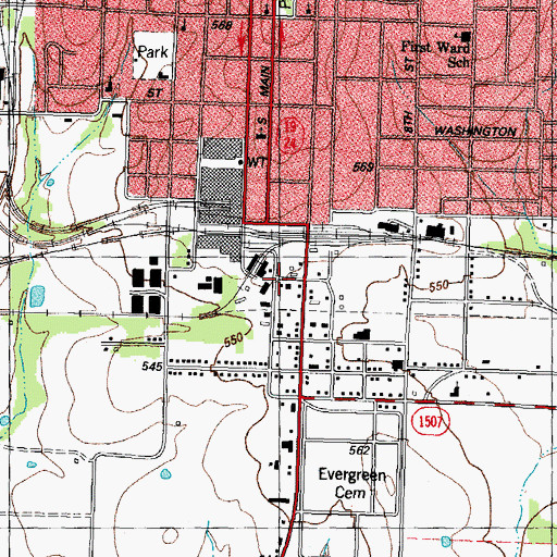 Topographic Map of Mount Canaan Baptist Church, TX