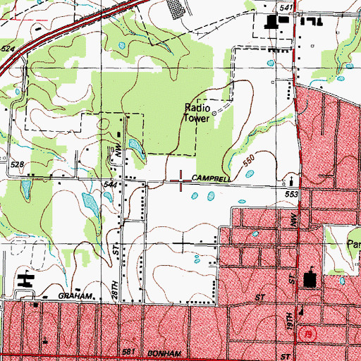 Topographic Map of New Birth Baptist Church, TX