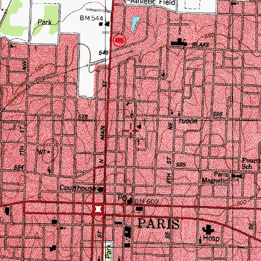 Topographic Map of Olive Branch Baptist Church, TX