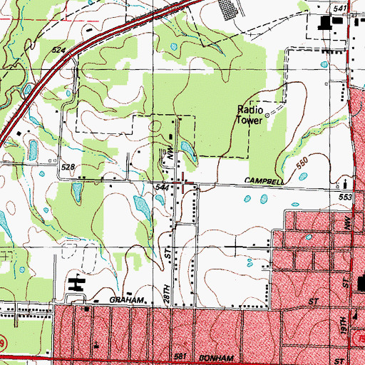 Topographic Map of Saint Luke Baptist Church, TX