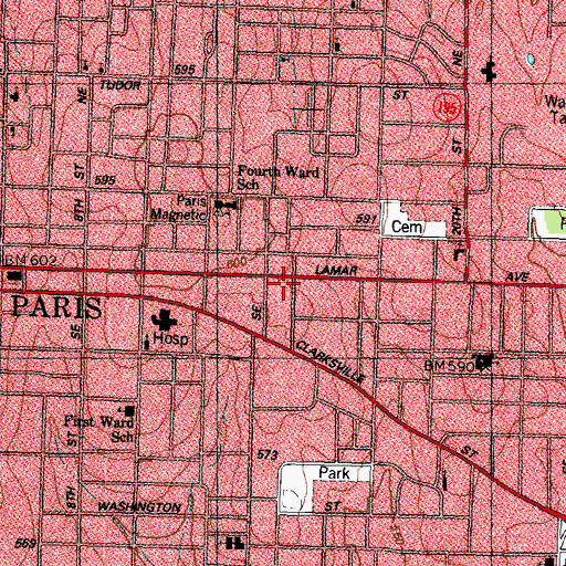 Topographic Map of Church of Christ, TX