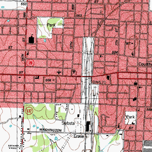 Topographic Map of Church of Christ Bonham Street, TX