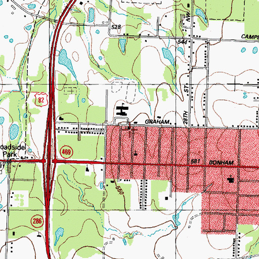 Topographic Map of Church of Christ Westwood, TX