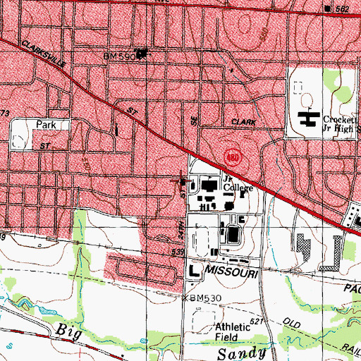 Topographic Map of College Church of Christ, TX