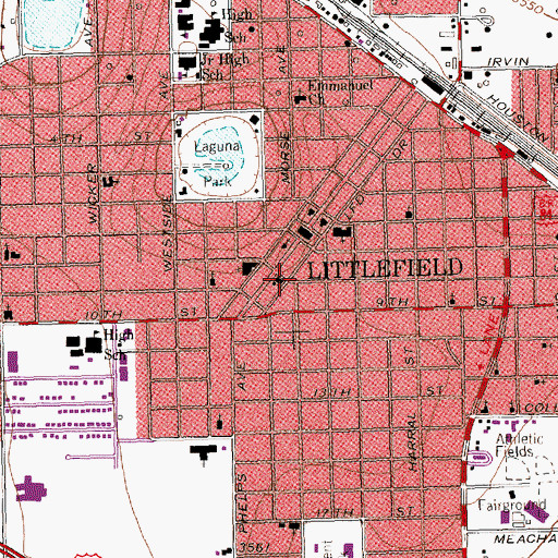 Topographic Map of Nazarene Church, TX