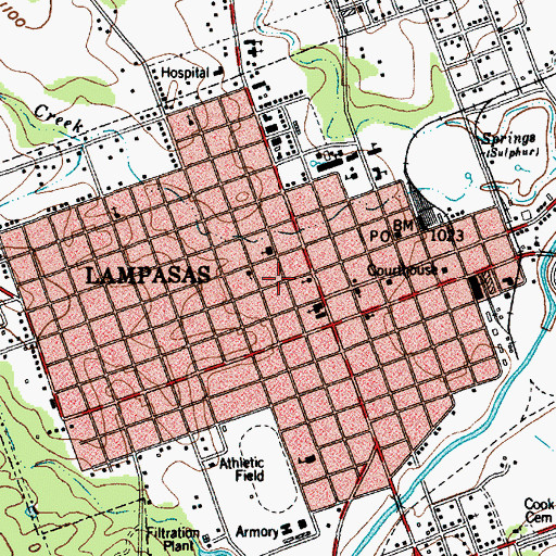 Topographic Map of Lampasas Baptist Church, TX