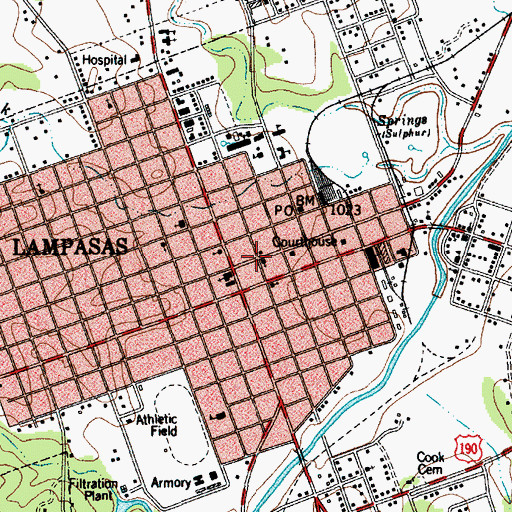 Topographic Map of First Presbyterian Church, TX