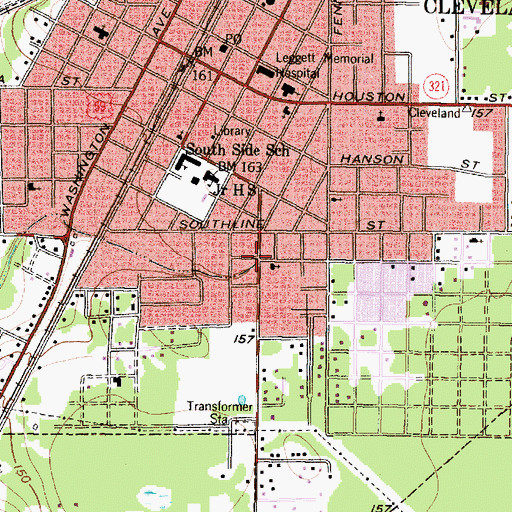 Topographic Map of Central Baptist Church, TX